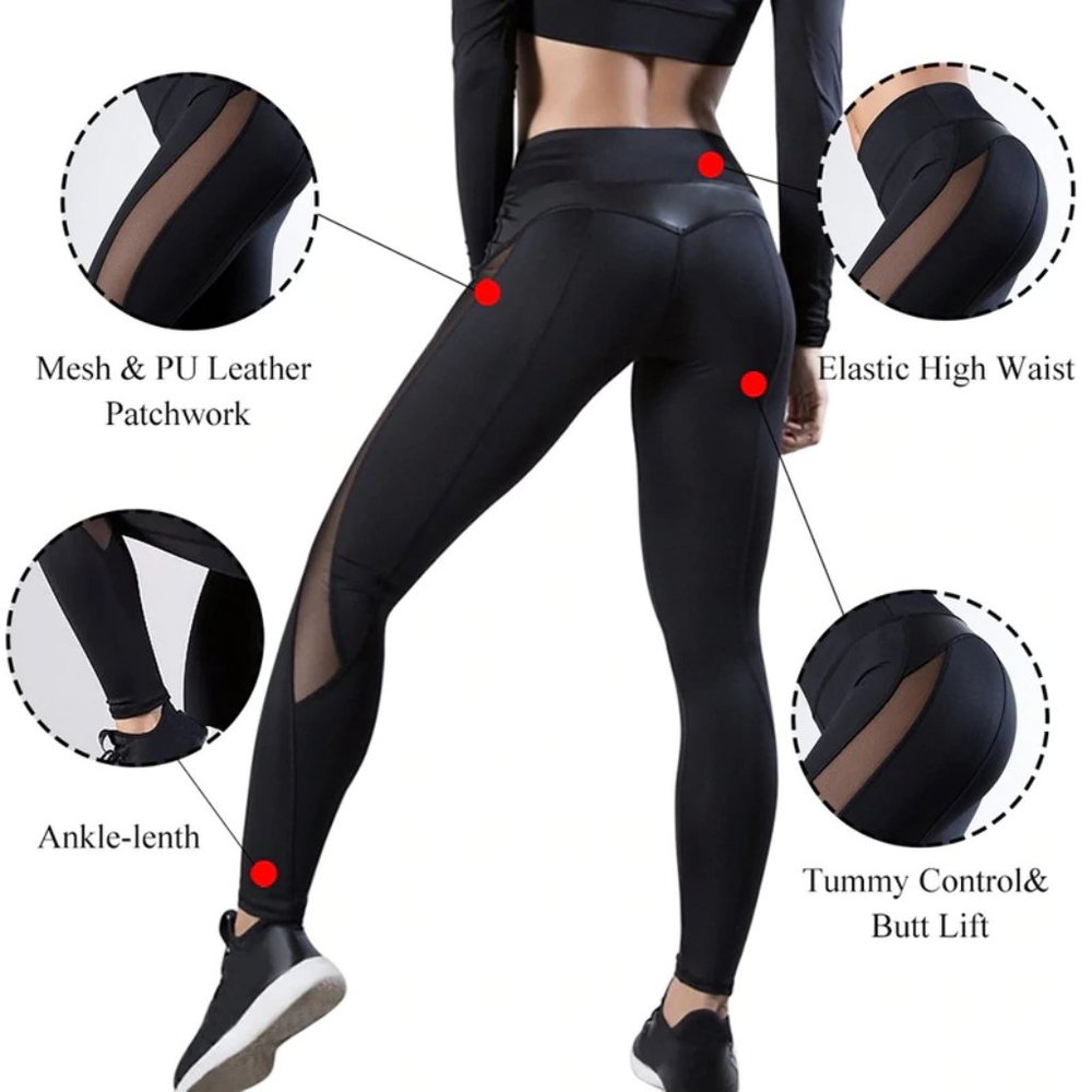 NWOT Sexy Fitness Leggings. Blue - Picture 4 of 8
